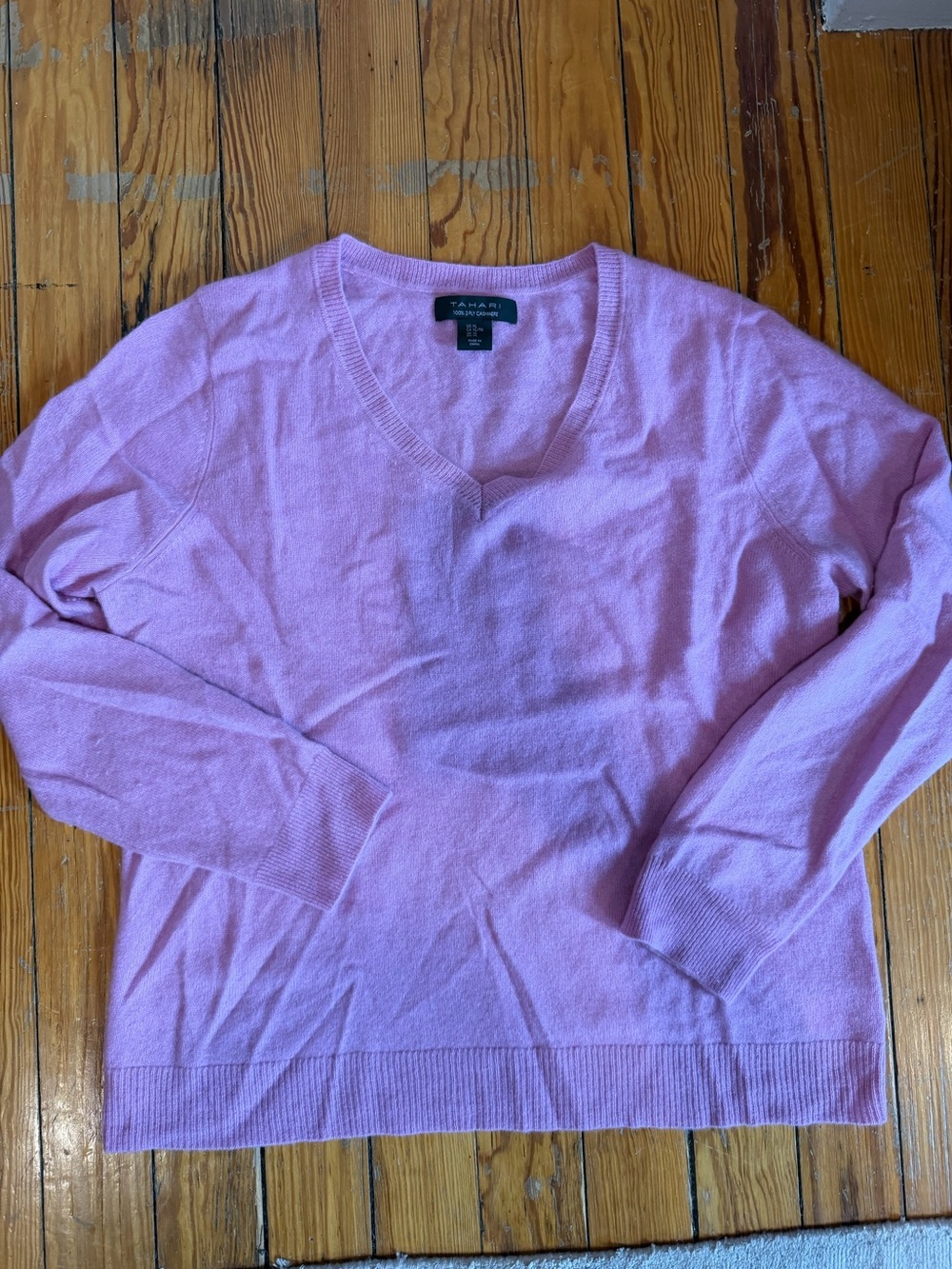 Tahari Pink V-Neck Cashmere Sweater